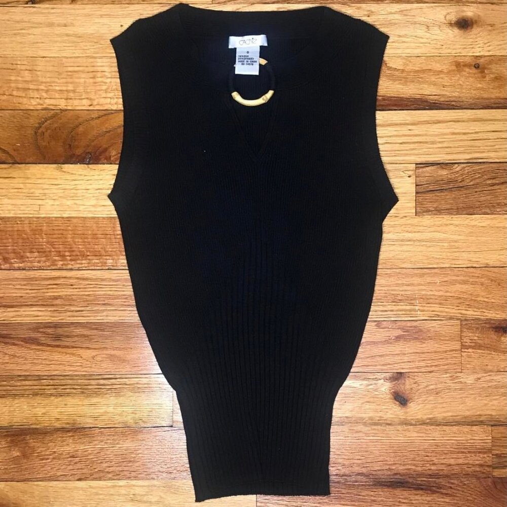 Cache Blk bamboo ring top SZ S